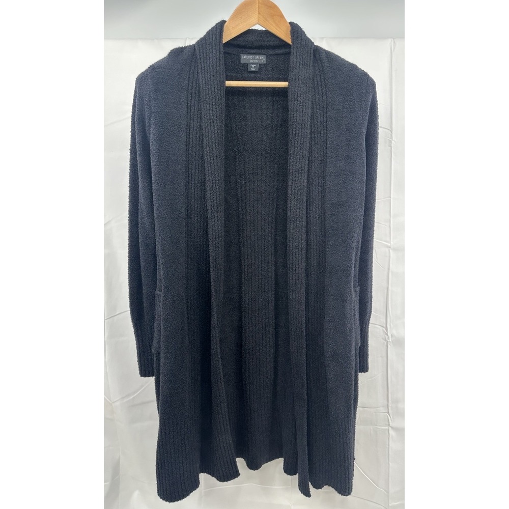 Barefoot Dreams Cardigan‎ Women's M Black Cozychic Lite Sweater Pockets Soft